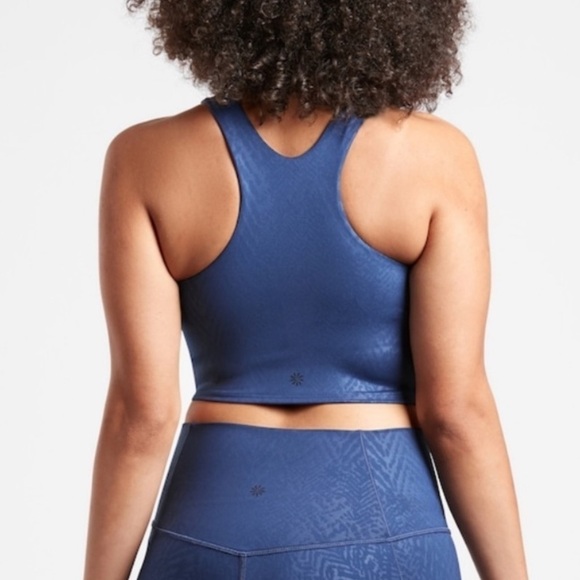 Athleta Conscious Embossed Crop Sports Bra Medusa Enchanted Blue XL Activewear - Picture 2 of 10